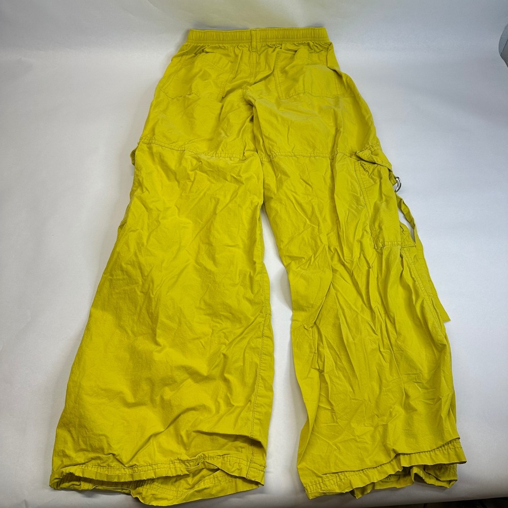 Wild Fable Yellow Wide Leg Cargo Utility Pants Womens Small D-Ring Straps Baggy - Picture 3 of 11